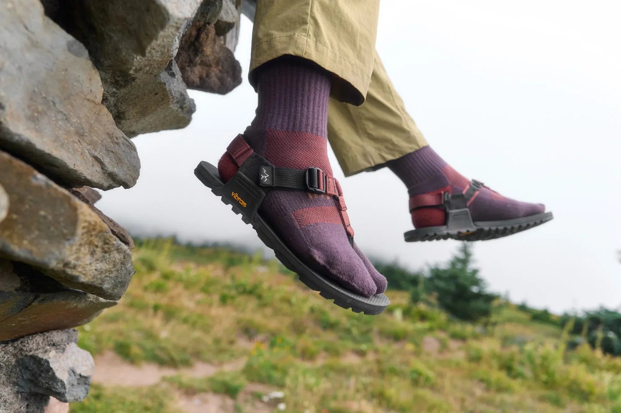 Crew Performance Split-Toe Socks (Dusty Plum) Secondary image